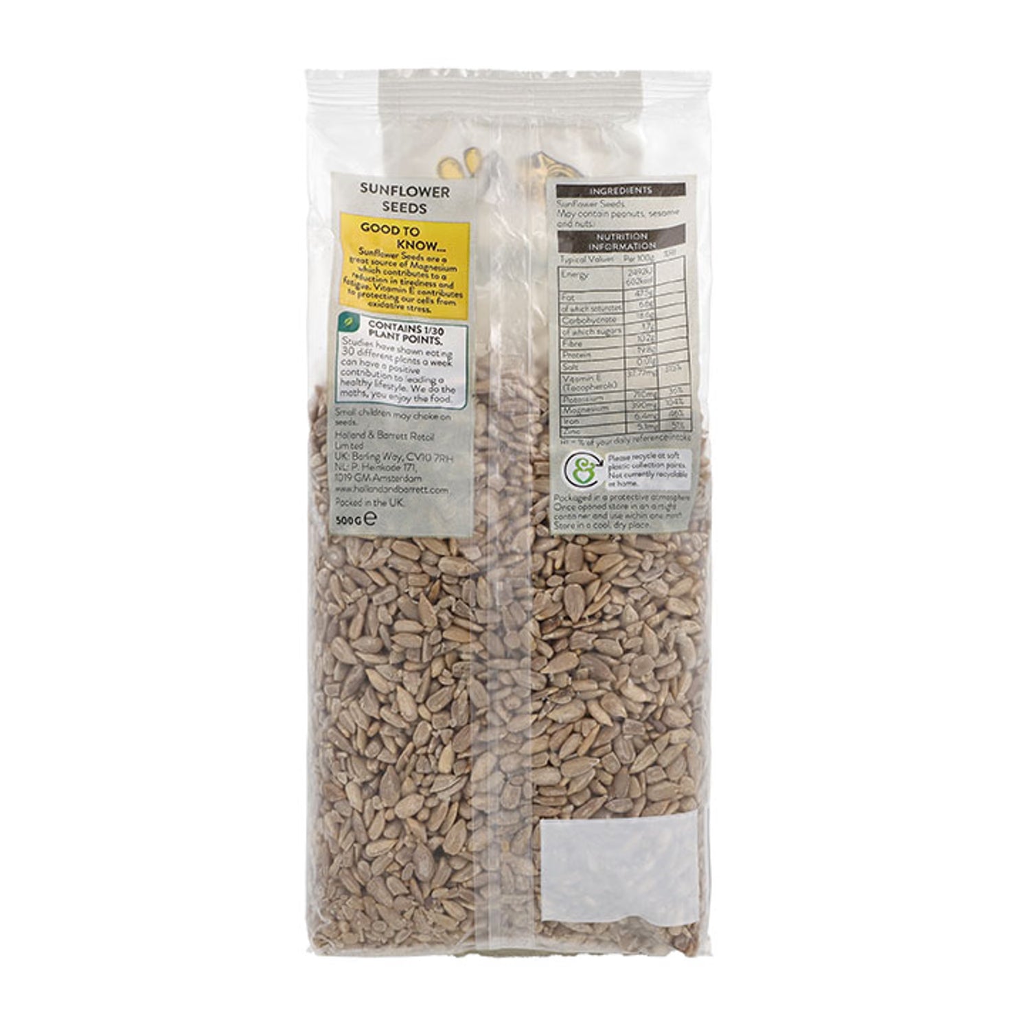 Holland & Barrett sunflower seeds 500g, UK version