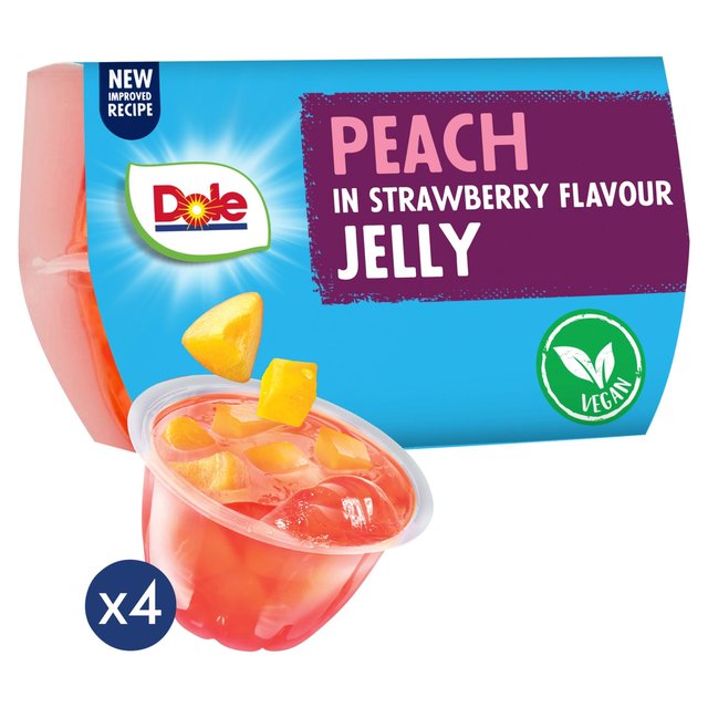 Dole Peach In Strawberry Jelly Pots Multipack   4 x 123g GOODS M&S   