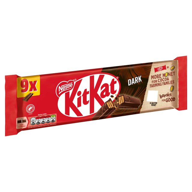 KitKat 2 Finger Dark Chocolate Biscuit Bar   9 x 20.7g