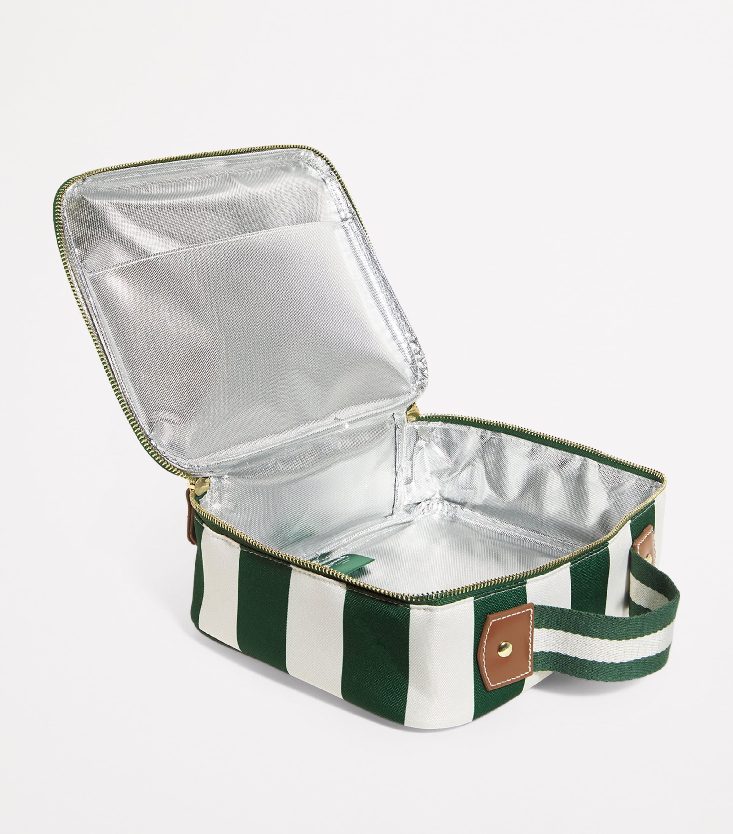 Insulated Striped Sandwich Box with Front Pocket and Handle, 23cm x 28cm x 9cm