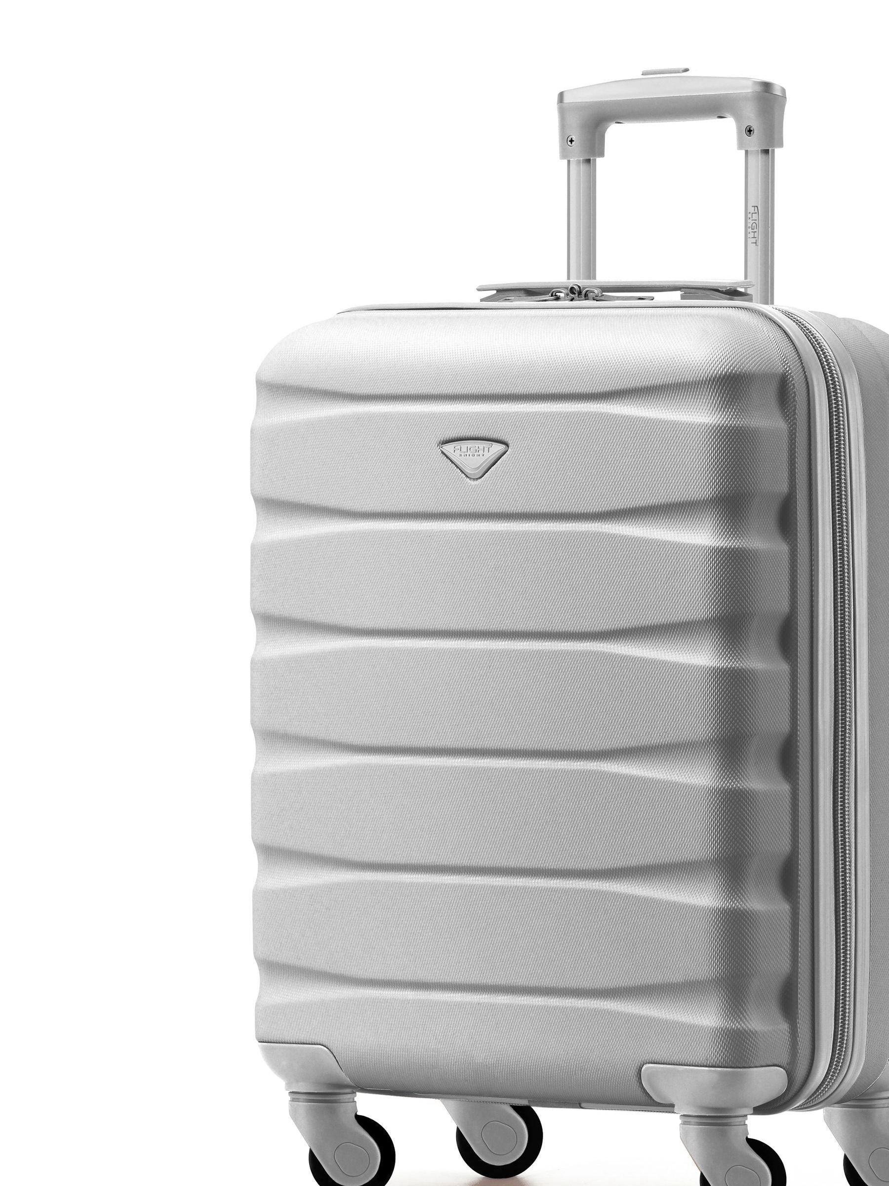 Flight Knight Silver 55x40x20cm Ryanair Priority 4 Wheel ABS Hard Case Cabin Carry On Hand Luggage