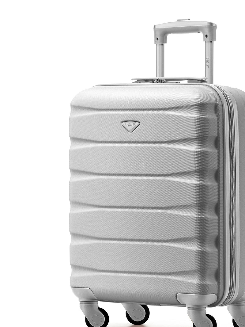 Flight Knight Silver 55x40x20cm Ryanair Priority 4 Wheel ABS Hard Case Cabin Carry On Hand Luggage