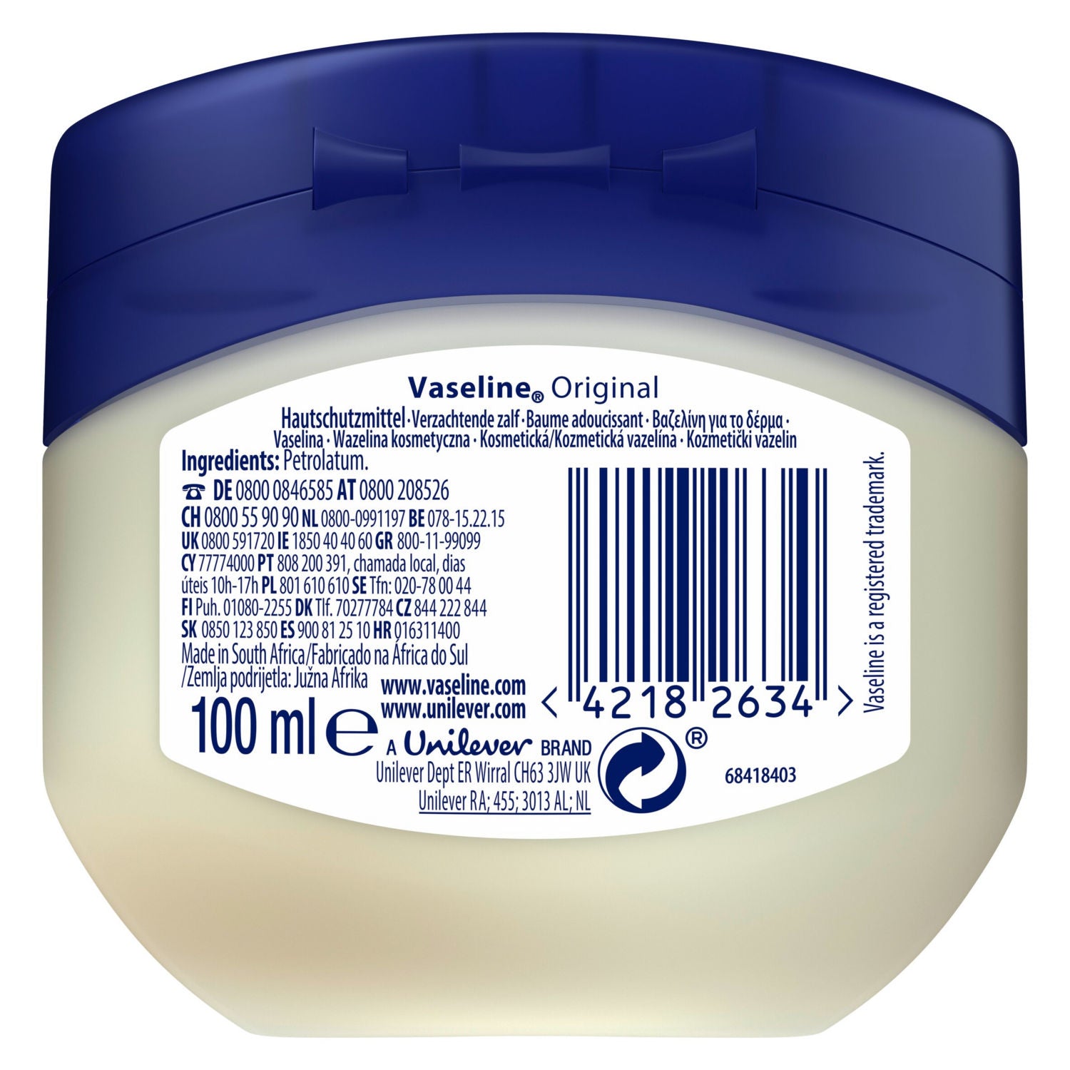 Vaseline Petroleum Jelly Original 100 ml (British brand)