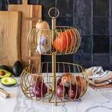 Over & Back 2-tier basket brushed gold - British product