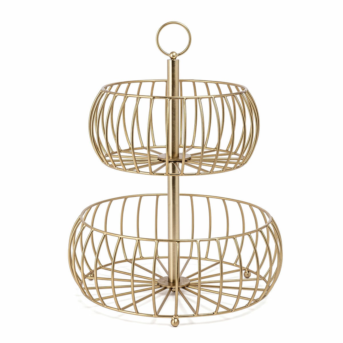 Over & Back 2-tier basket brushed gold - British product