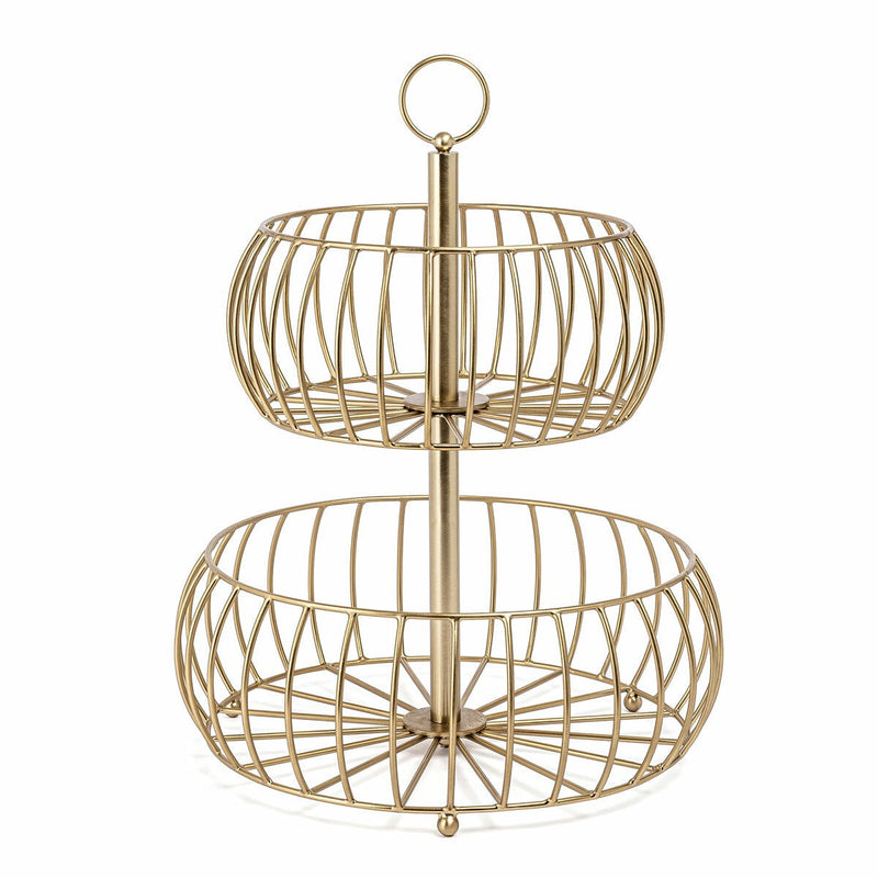 Over & Back 2-tier basket brushed gold - British product