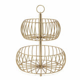 Over & Back 2-tier basket brushed gold - British product