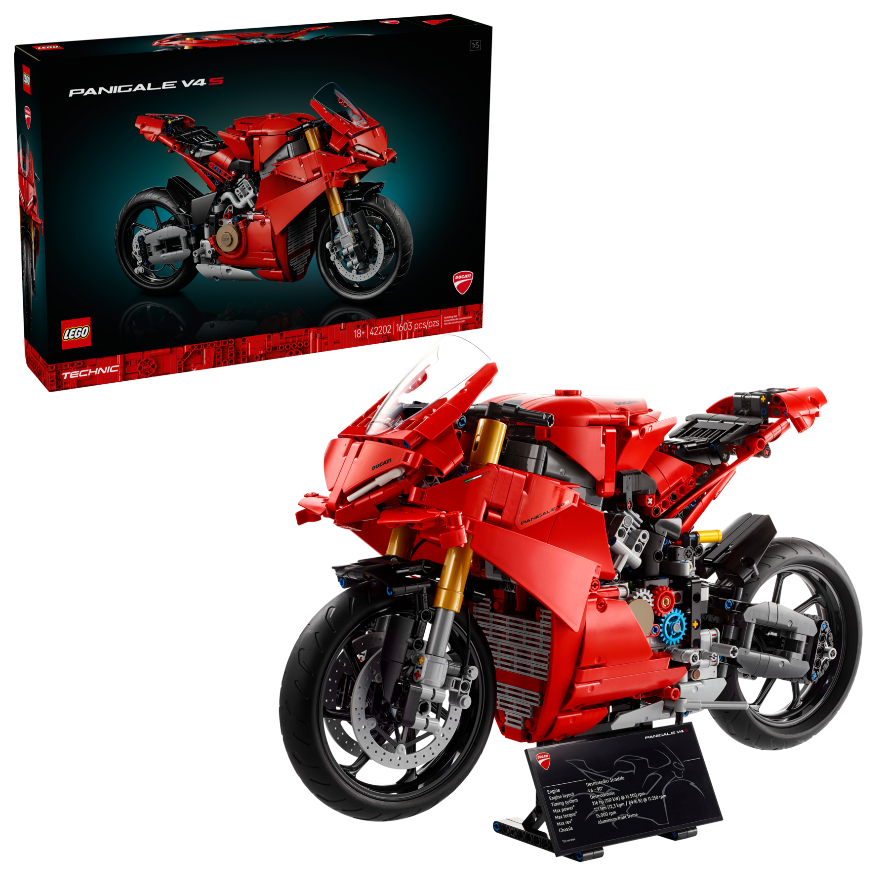 LEGO Technic Ducati Panigale V4 S Motorcycle 1603 Pieces - British product