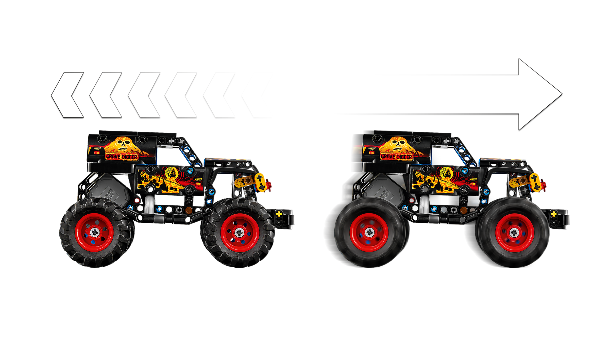 LEGO Technic Monster Jam Grave Digger Fire and Ice 263-piece set, imported from the UK