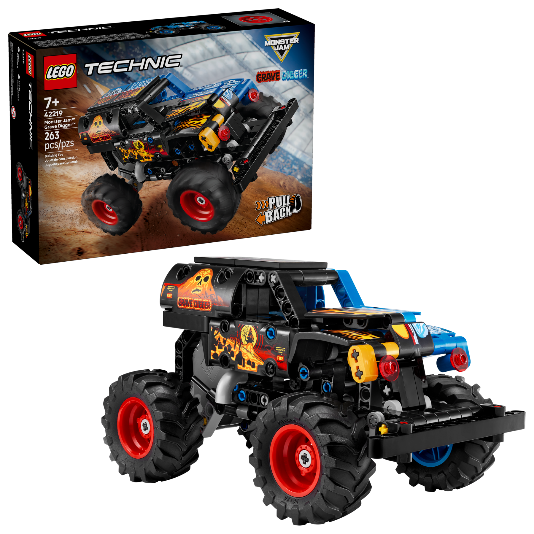 LEGO Technic Monster Jam Grave Digger Fire and Ice 263-piece set, imported from the UK