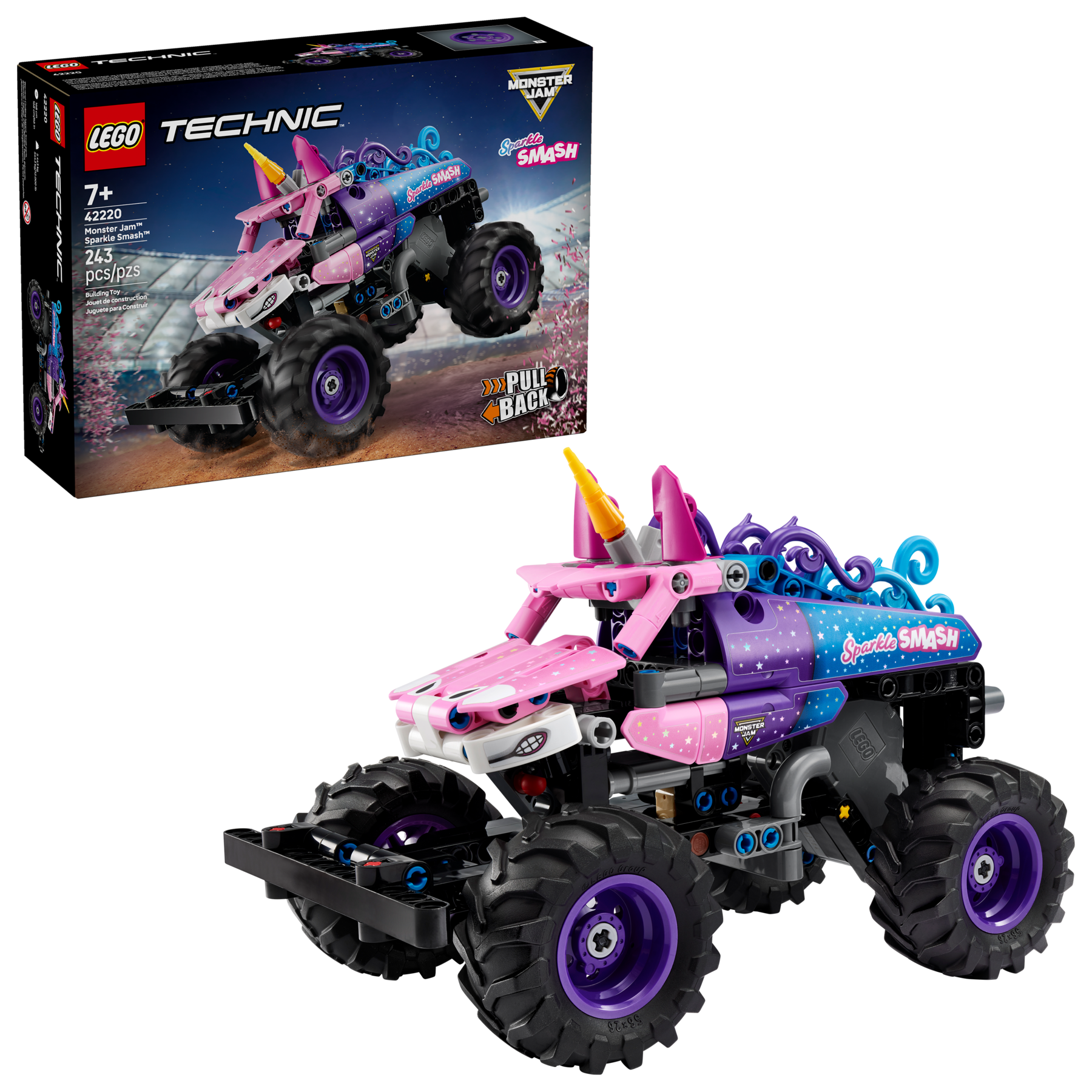 LEGO Technic Monster Jam Sparkle Smash pull-back truck (British brand)