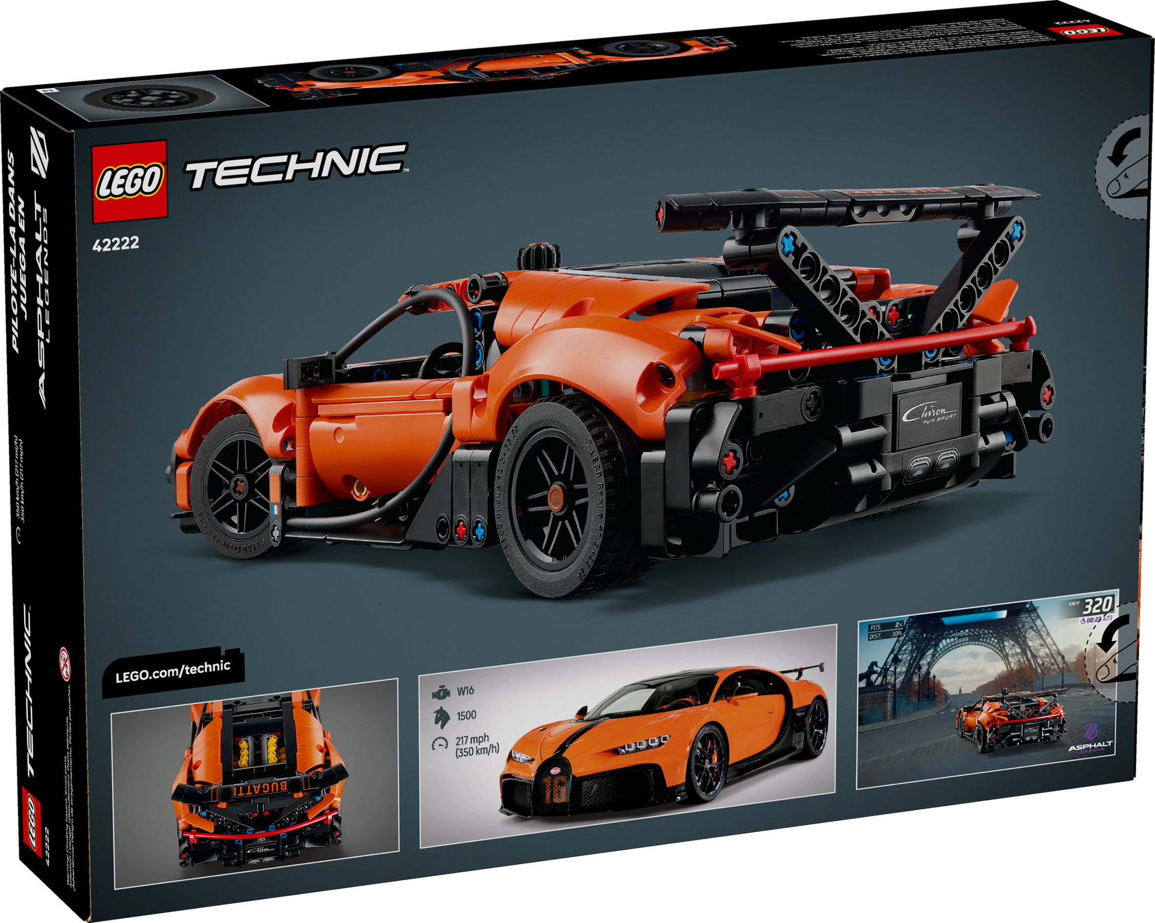 LEGO Technic Bugatti Chiron hypercar building set, UK version