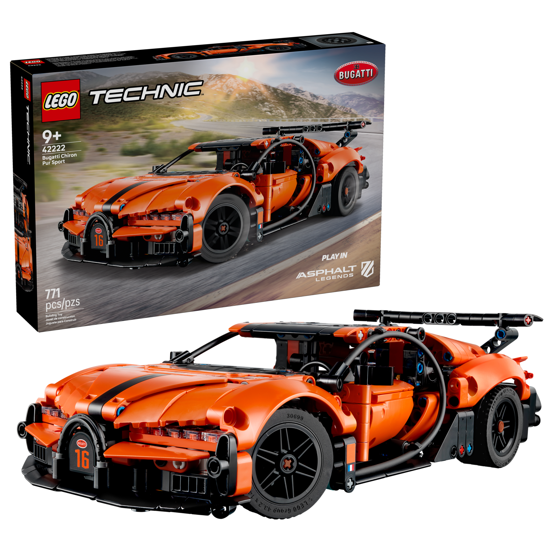 LEGO Technic Bugatti Chiron hypercar building set, UK version