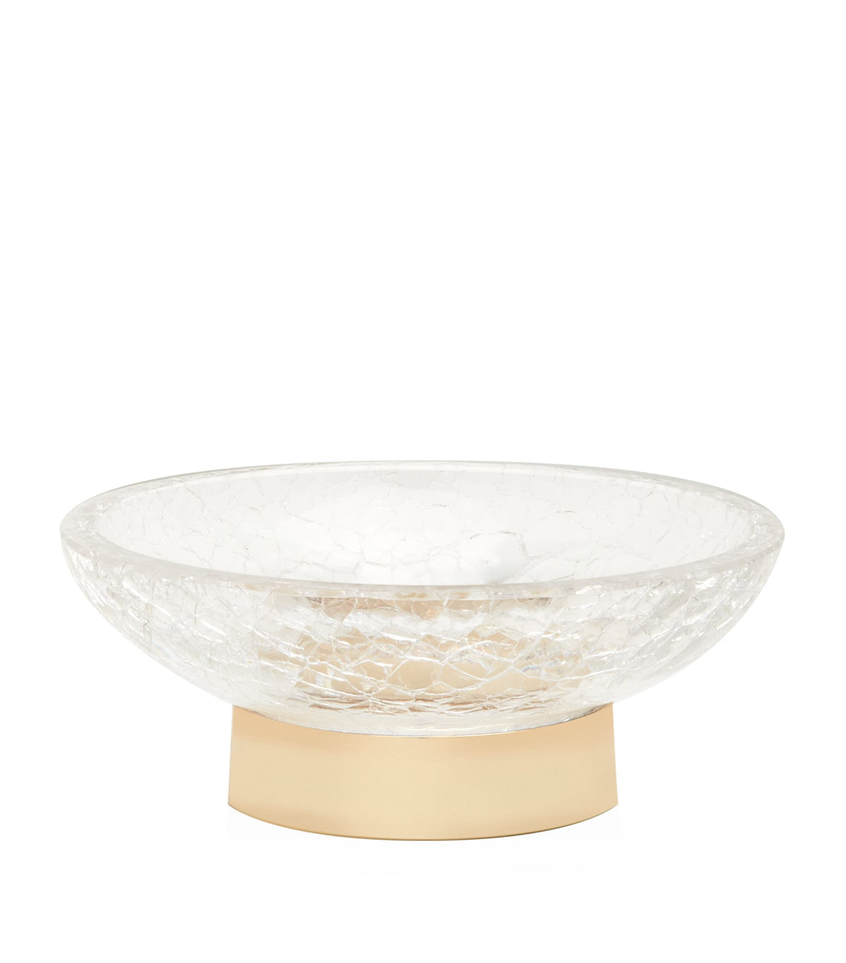 ZODIAC cracked crystal soap dish with solid brass gold-plated base (British brand)
