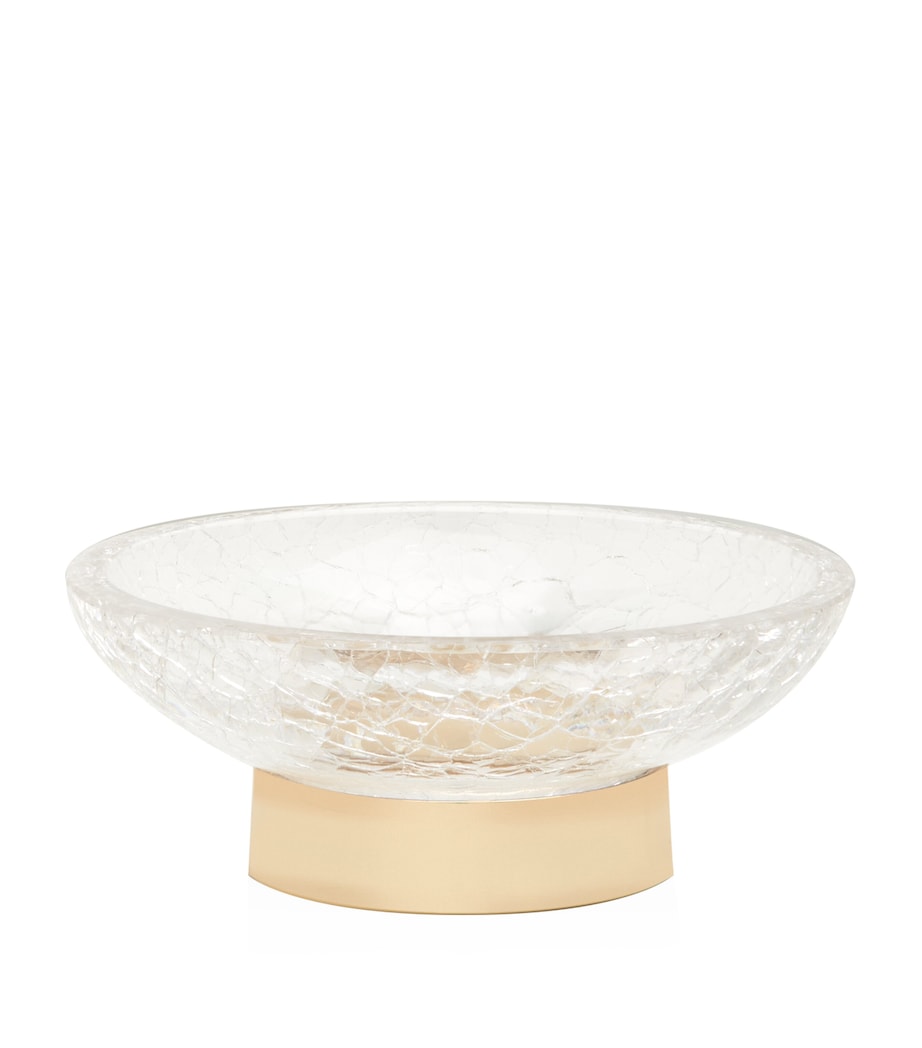 ZODIAC cracked crystal soap dish with solid brass gold-plated base (British brand)