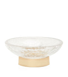 ZODIAC cracked crystal soap dish with solid brass gold-plated base (British brand)
