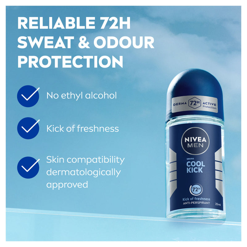 Nivea Cool Kick Anti-Perspirant Roll-On 50ml, imported from the UK