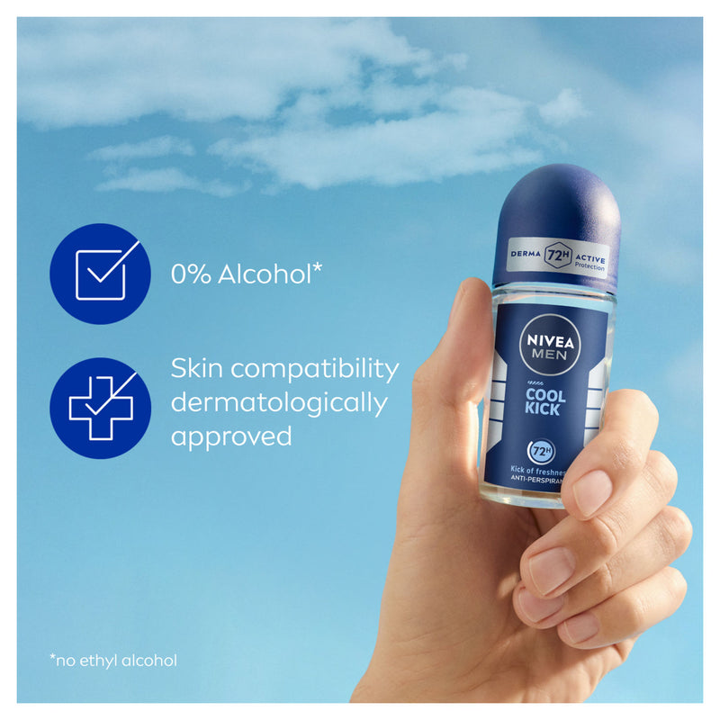 Nivea Cool Kick Anti-Perspirant Roll-On 50ml, imported from the UK