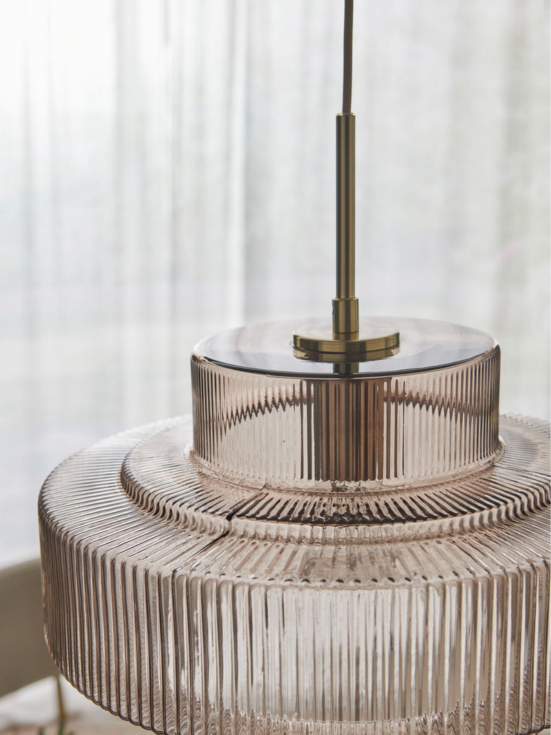 Lipsy gold pendant ribbed glass ceiling light, UK version