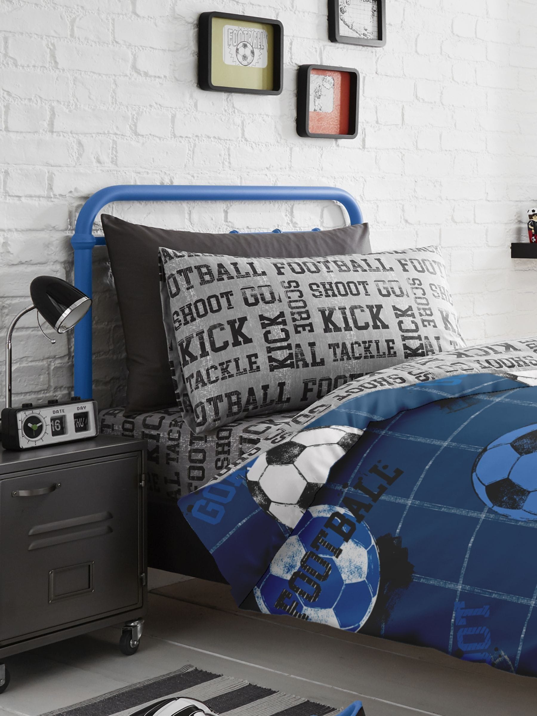 Bedlam blue kids football duvet cover and pillowcase set - British product