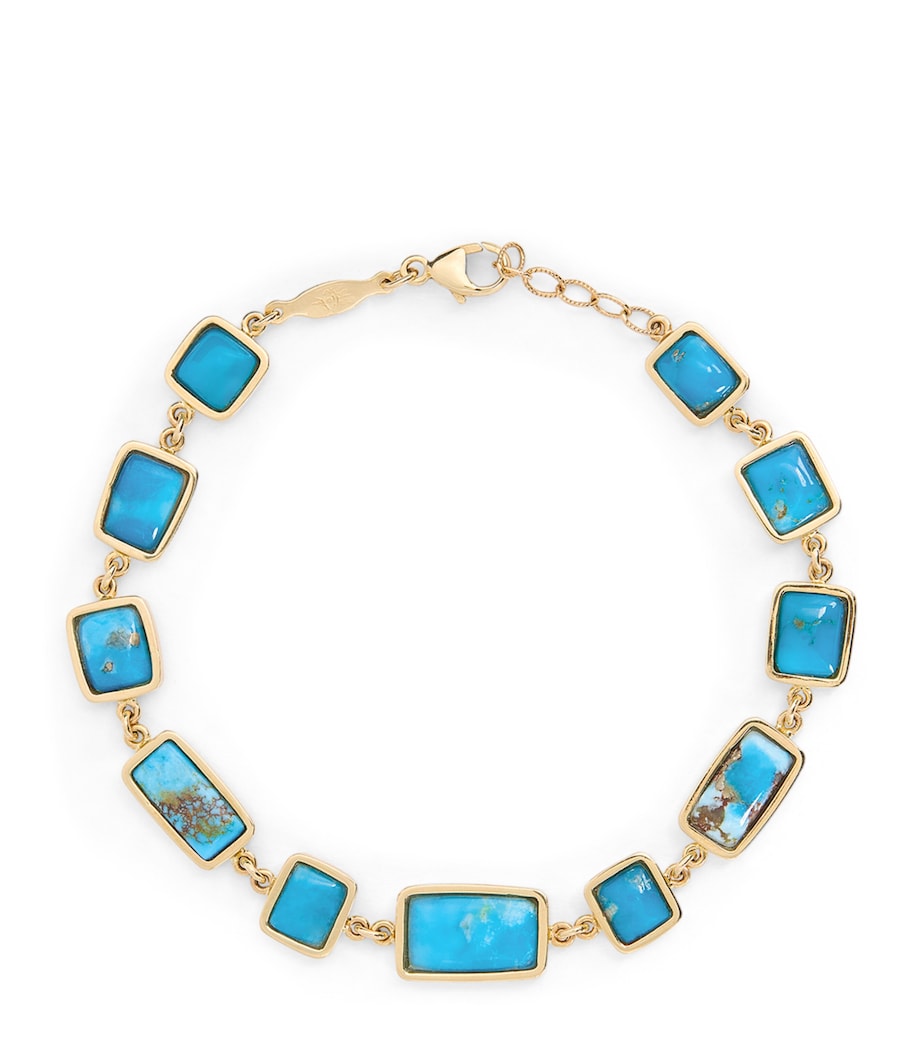 Jacquie Aiche yellow gold turquoise bezel bracelet, imported from the UK
