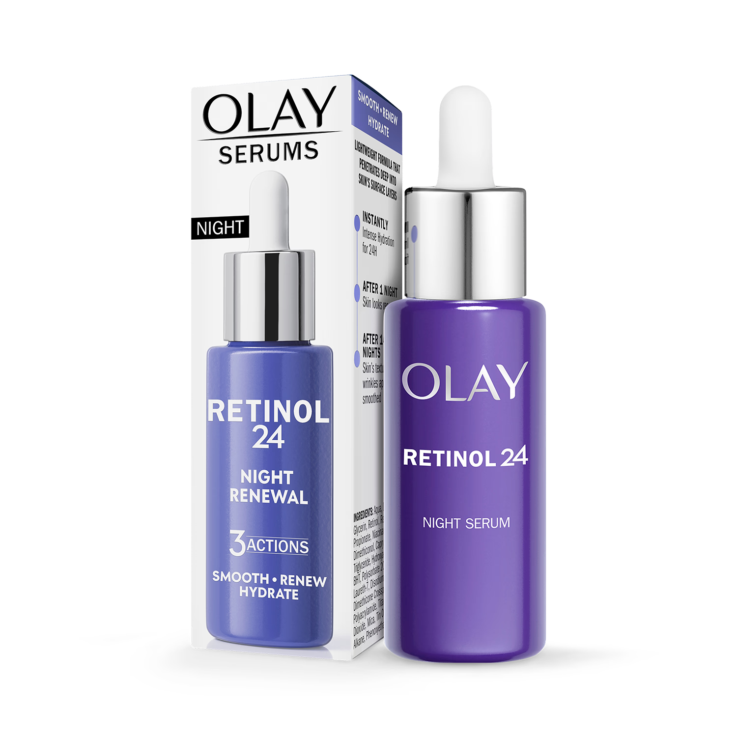Olay Retinol 24 Night Serum 40ml, imported from the UK