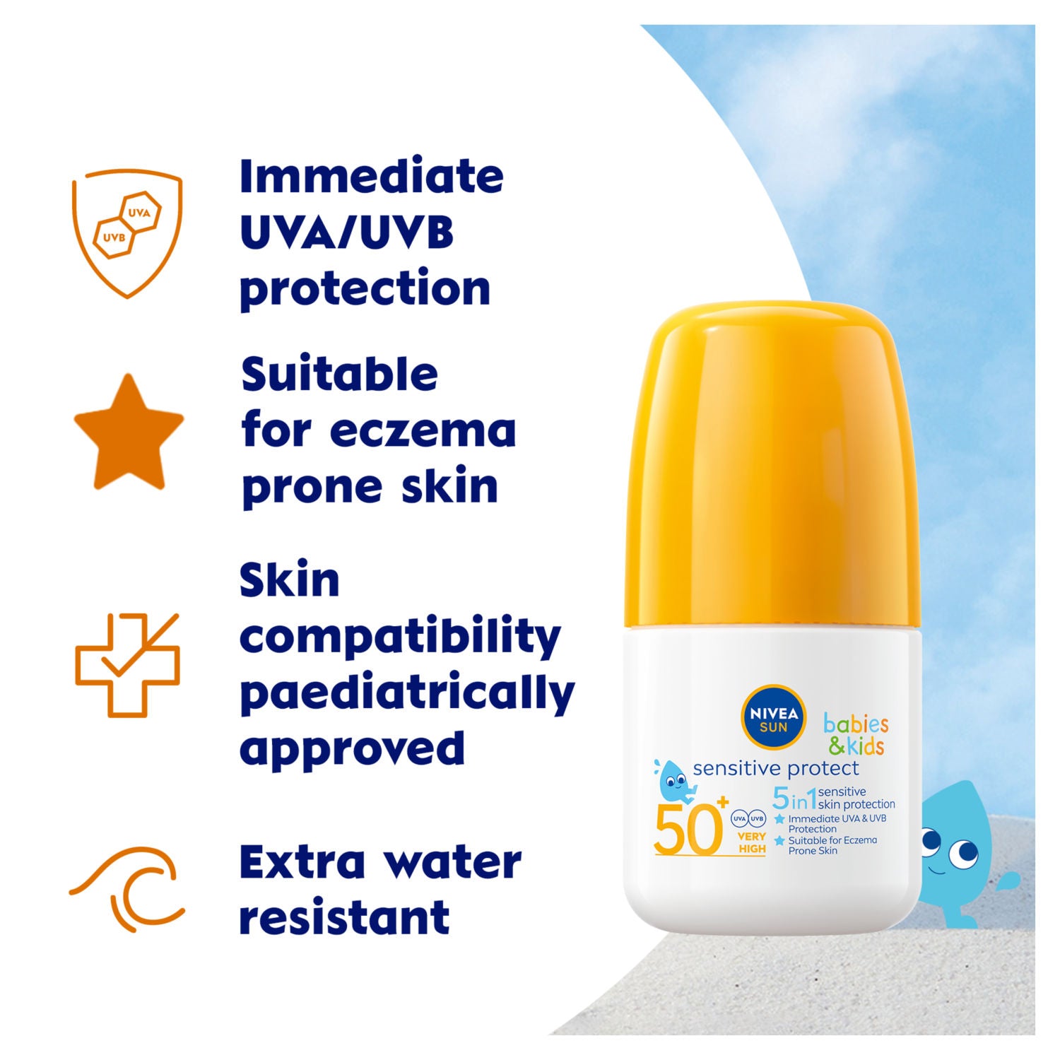 Nivea Babies & Kids Sensitive Protect Roll-On sun cream 50ML, imported from the UK