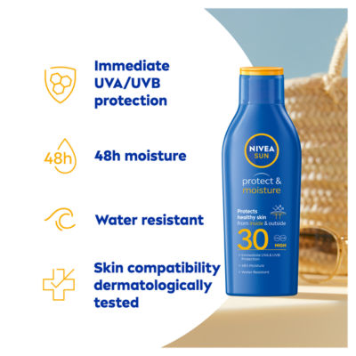 NIVEA Protect & Moisture SPF30 sun cream 100ml, imported from the UK