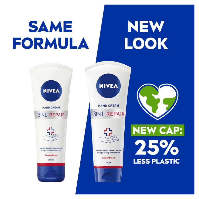 NIVEA 3 in 1 repair hand cream 100ml, imported from the UK