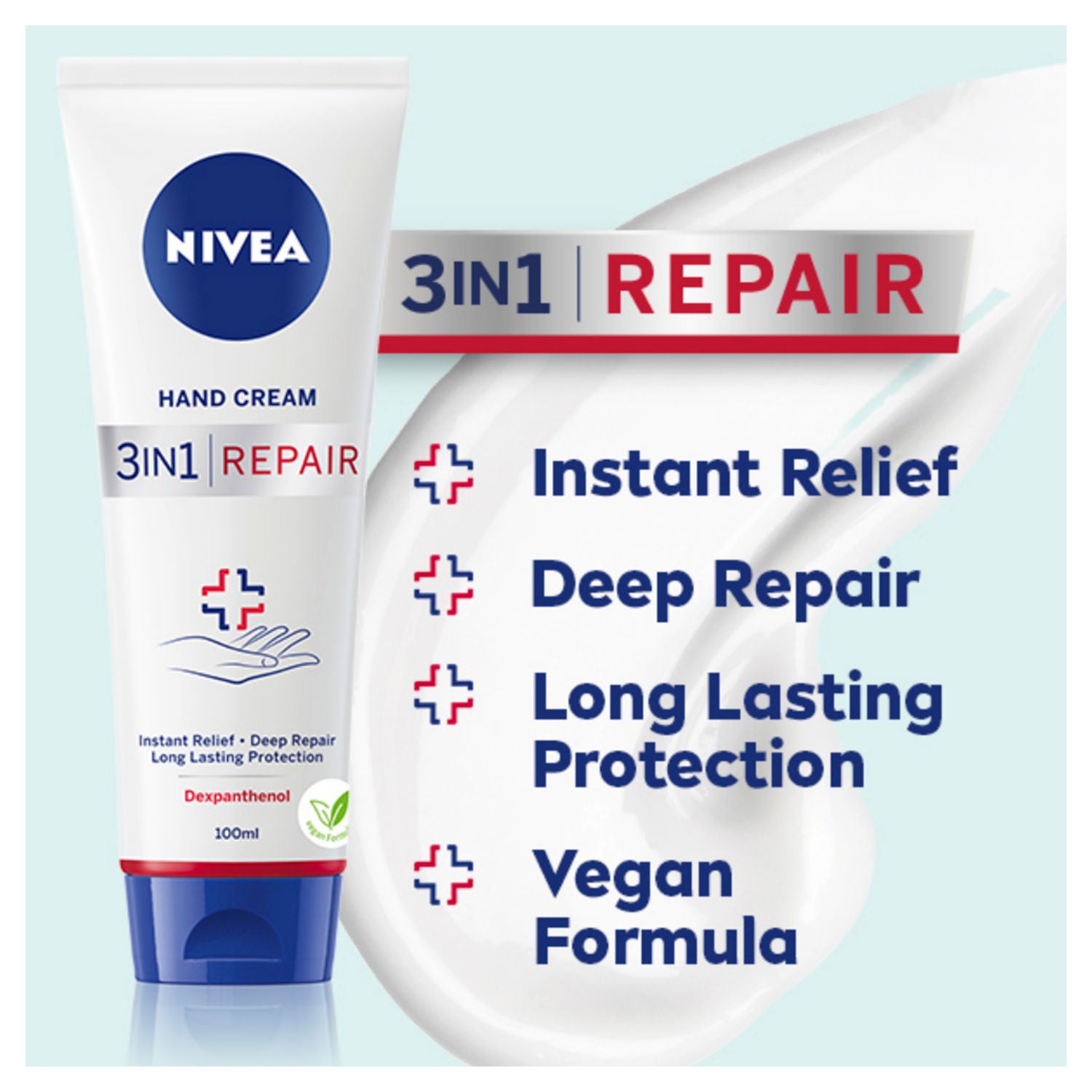 NIVEA 3 in 1 repair hand cream 100ml, imported from the UK
