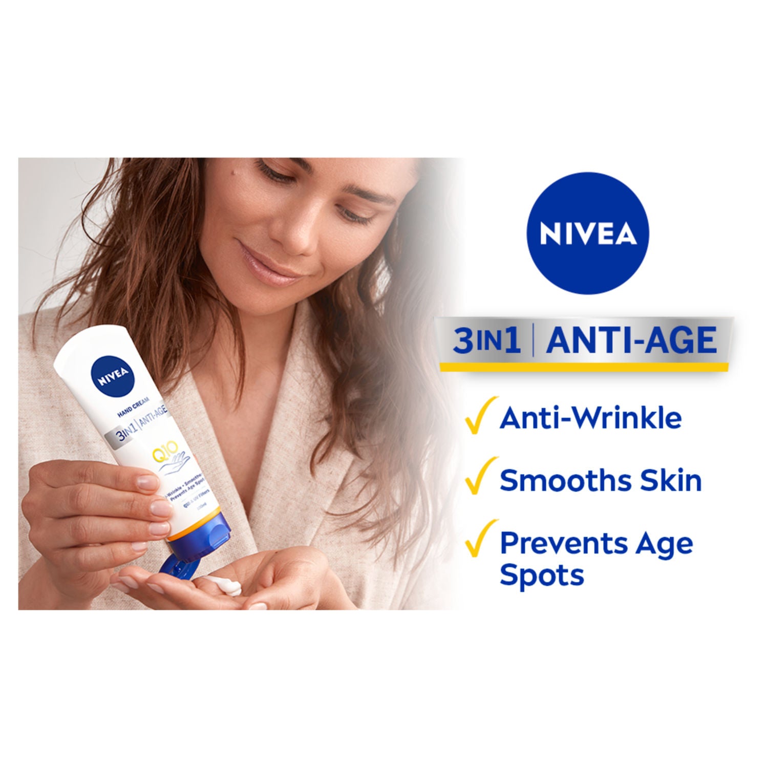 Nivea 3in1 Q10 Anti-Age Hand Cream 100ml, imported from the UK