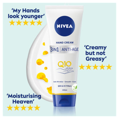 Nivea 3in1 Q10 Anti-Age Hand Cream 100ml, imported from the UK