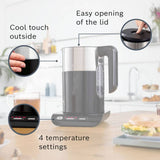 Bosch variable temperature kettle black 1.5 litre, imported from the UK