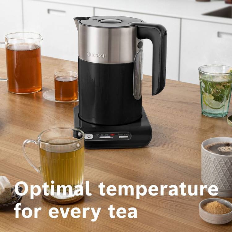 Bosch variable temperature kettle black 1.5 litre, imported from the UK