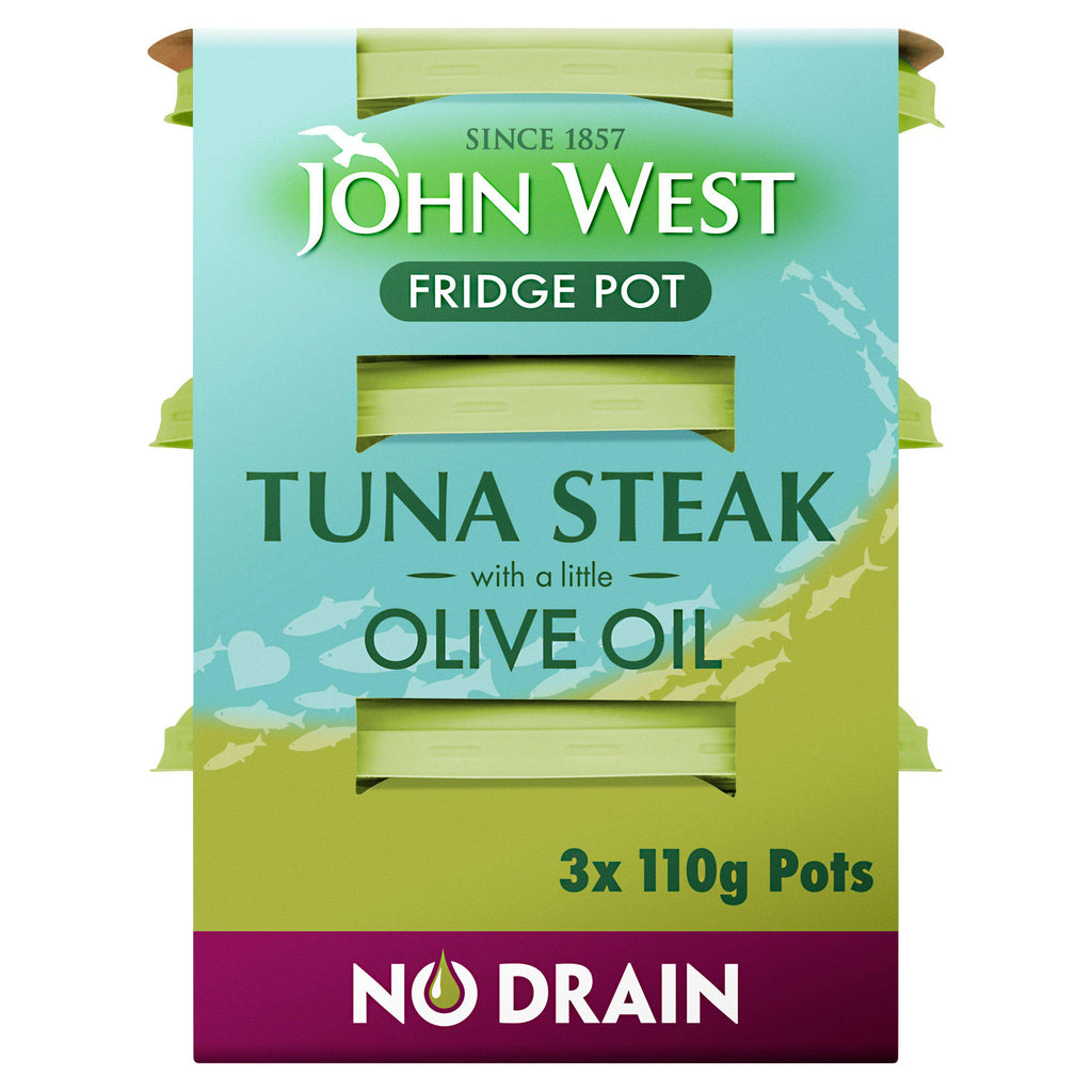 John West No Drain Fridge Pot Tuna Steak with a Little Olive Oil 3 x 110g