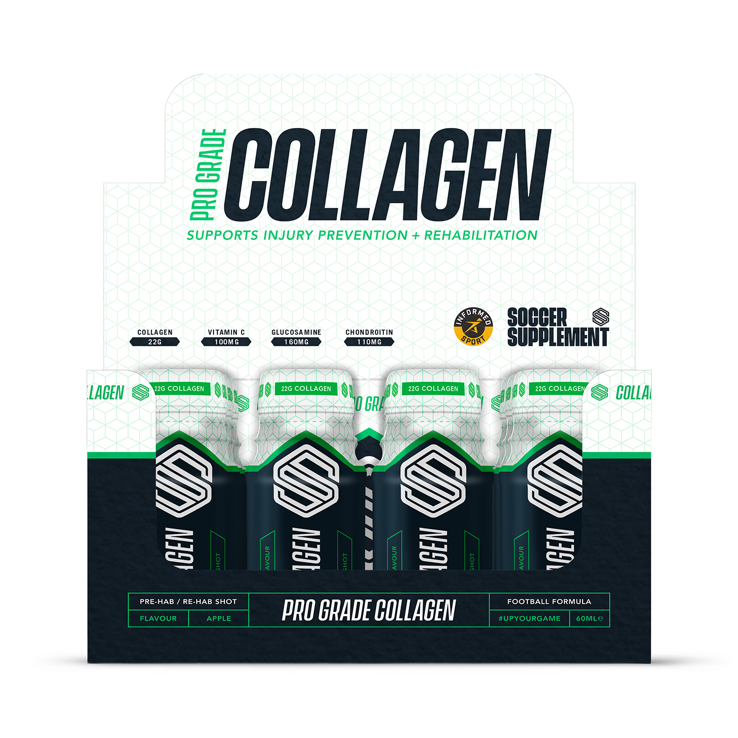 Soccer Supplement bovine collagen shots 22,000mg apple - British product