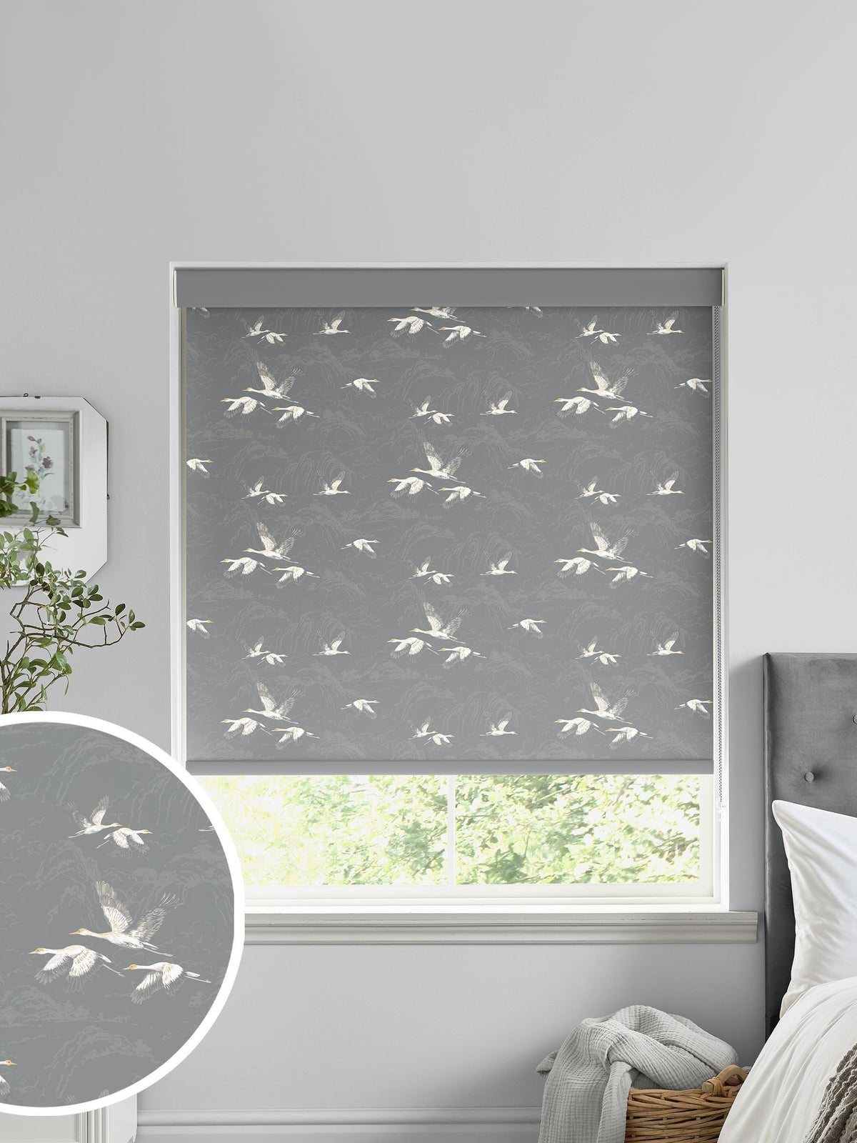 Laura Ashley grey Animalia made to measure roller blind (British brand)