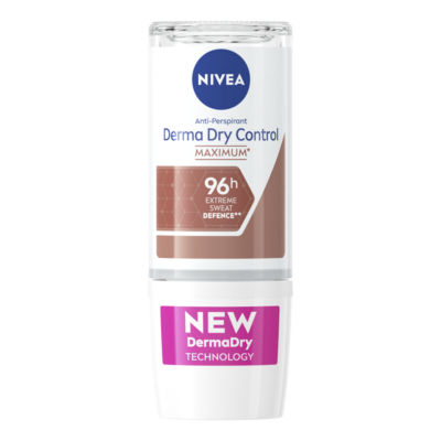 Nivea Derma Dry Control 96h anti-perspirant roll-on 50ml, imported from the UK