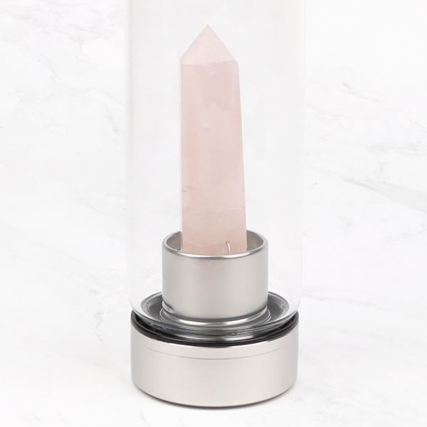 Myga rose quartz crystal glass water bottle - British product