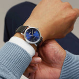 Lorus men's watch blue dial black leather strap 37mm - British product