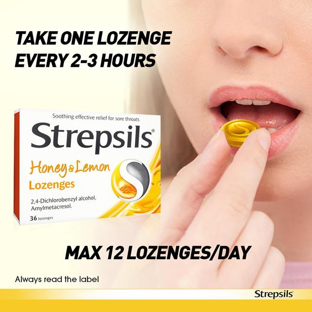 Strepsils Honey & Lemon Lozenges for Sore Throat    36 per pack GOODS M&S   