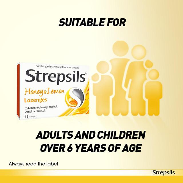 Strepsils Honey & Lemon Lozenges for Sore Throat    36 per pack GOODS M&S   