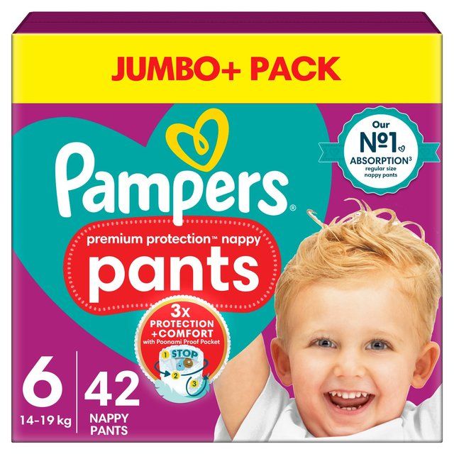 Pampers Premium Protection Nappy Pants Size 6 (15kg+) Jumbo+ Pack   42 per pack GOODS M&S   