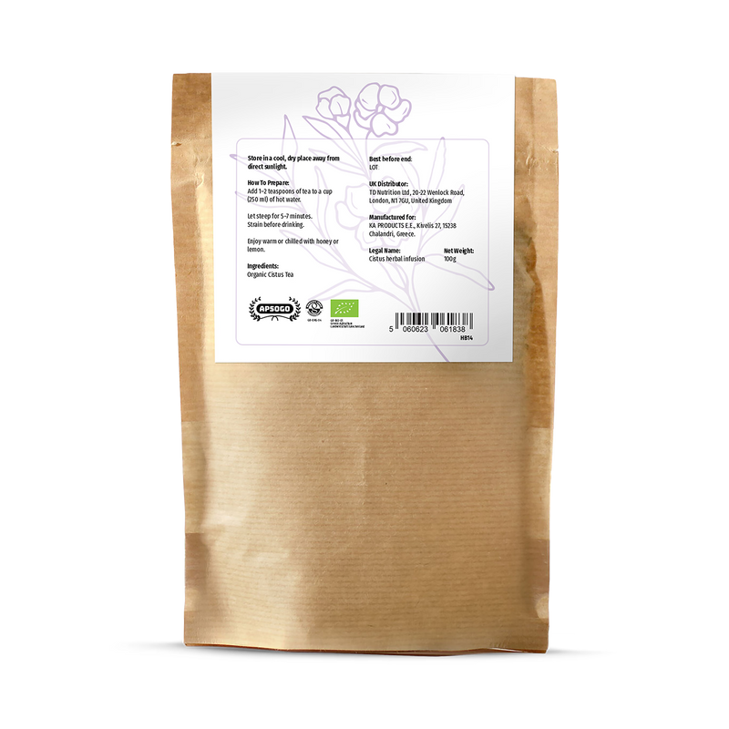 APSOGO organic cistus tea loose leaf 100g, imported from the UK