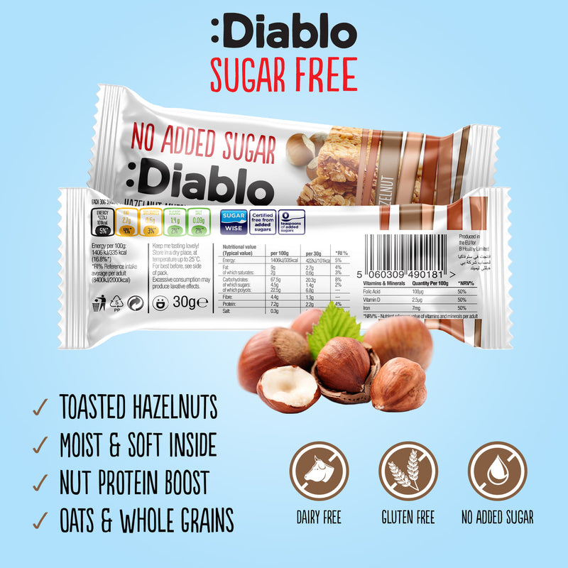 Diablo muesli bar hazelnut 30g - British product