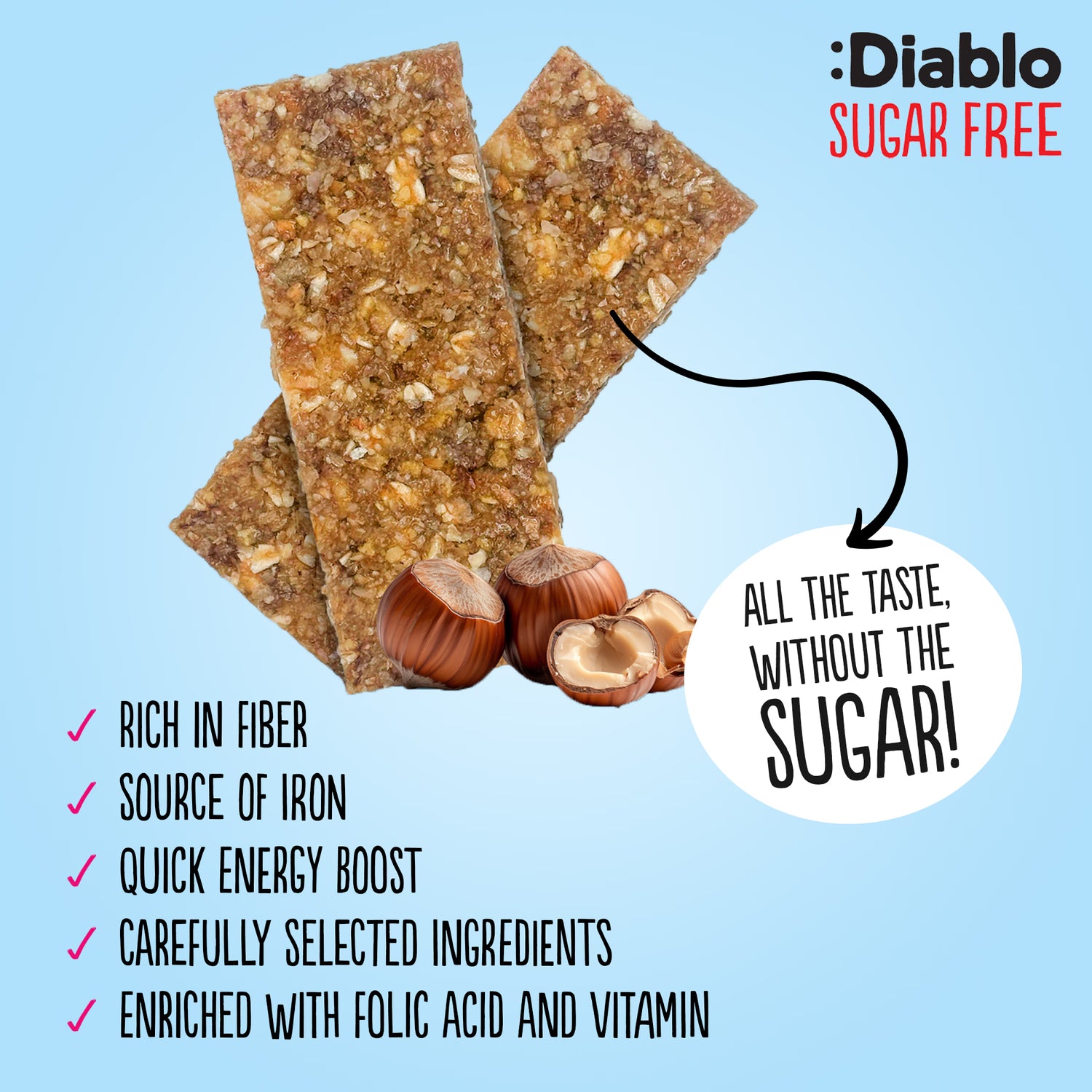 Diablo muesli bar hazelnut 30g - British product