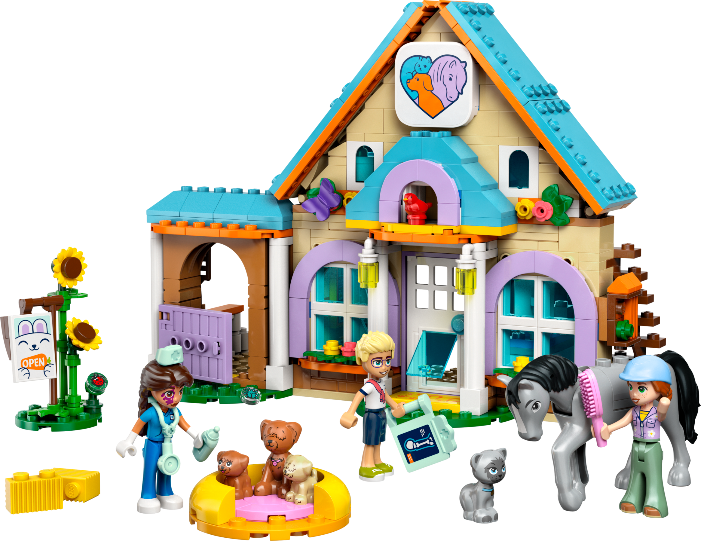 Ensemble de construction Lego Friends Clinique vétérinaire pour chevaux et animaux de compagnie 428 pièces, version Royaume-Uni