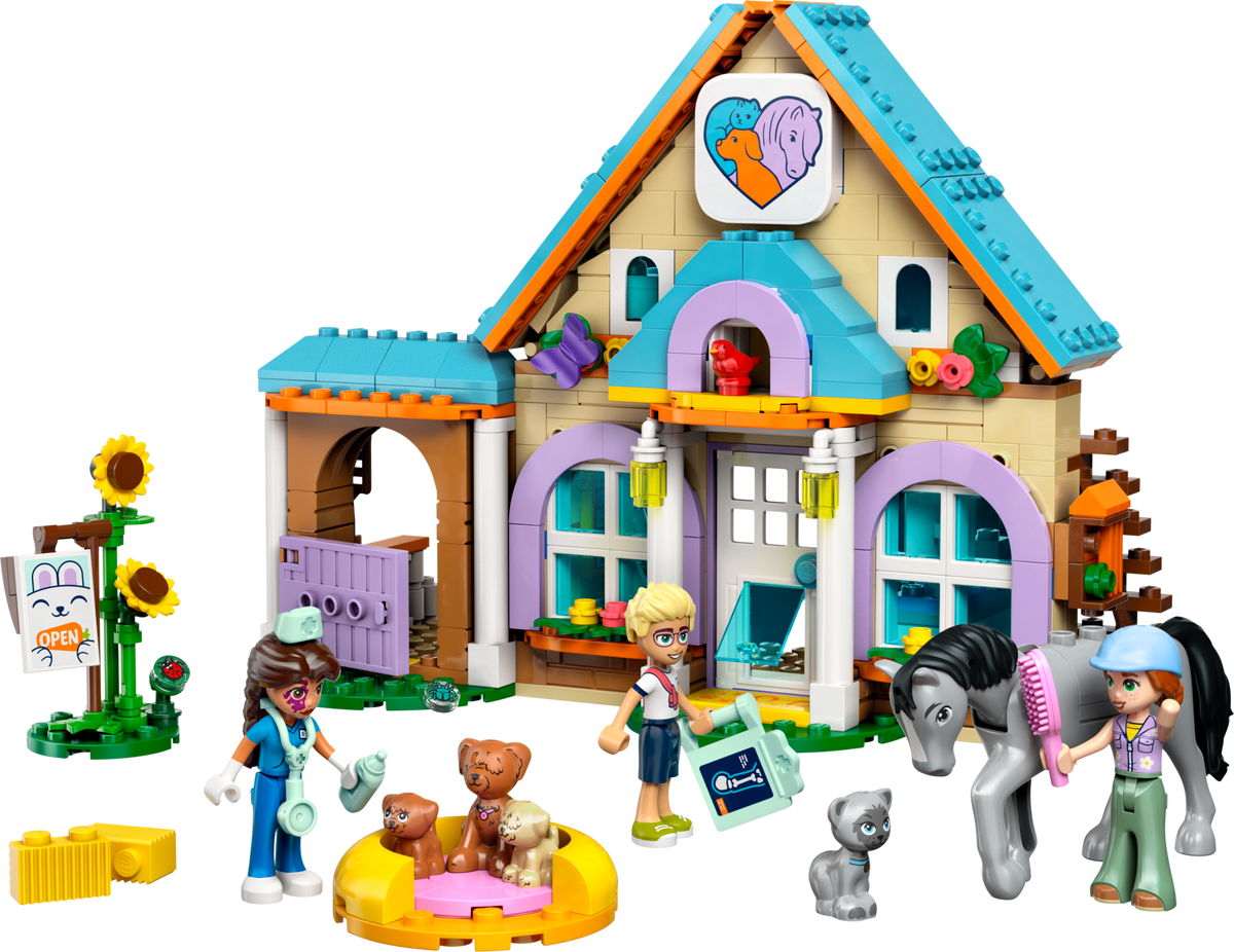 Ensemble de construction Lego Friends Clinique vétérinaire pour chevaux et animaux de compagnie 428 pièces, version Royaume-Uni