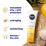 NIVEA SUN UV Face SPF 50 Sun Cream Q10 Anti-Age   50ml GOODS M&S   