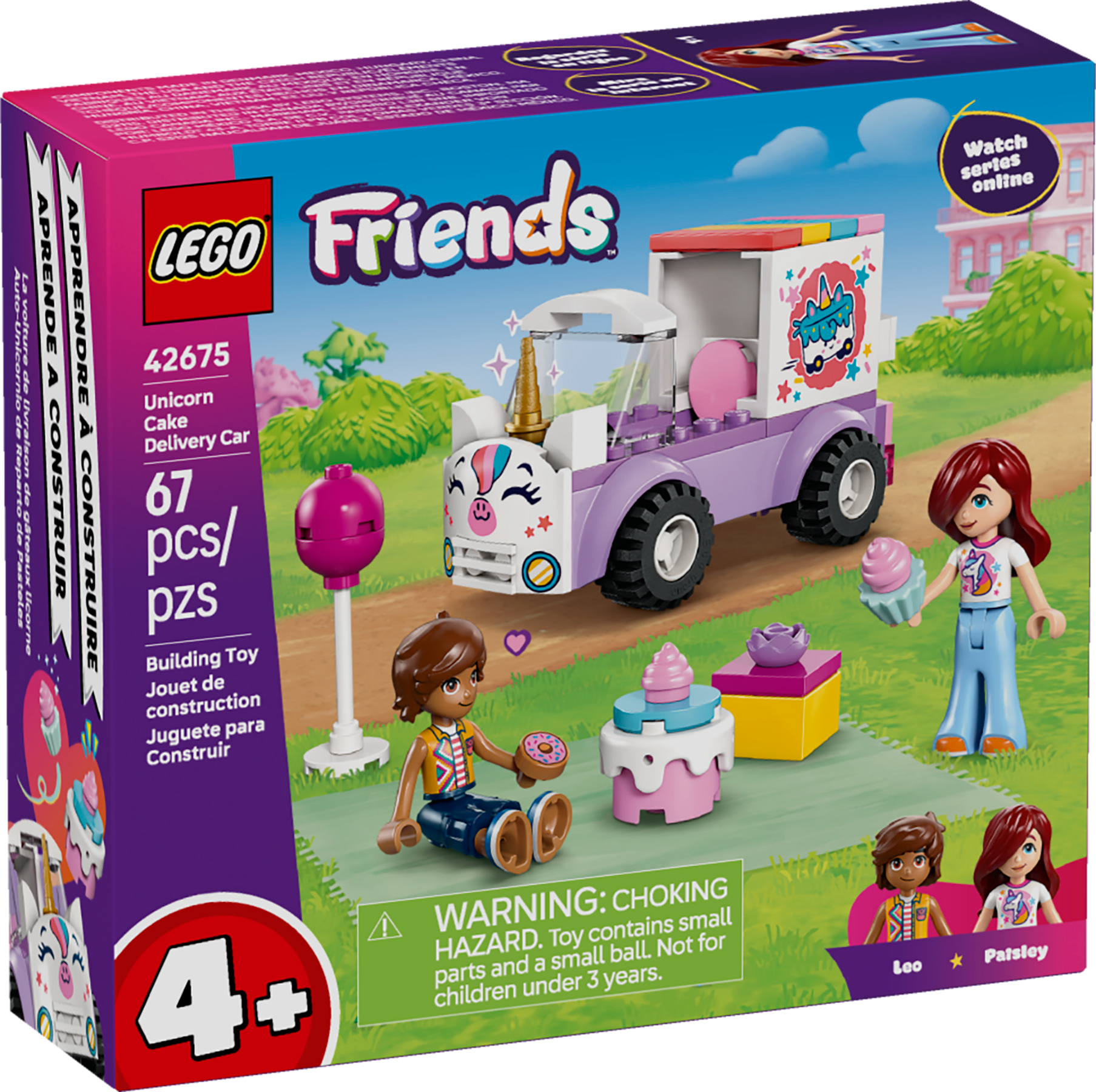 LEGO Friends unicorn cake car building set 67 pieces, UK version